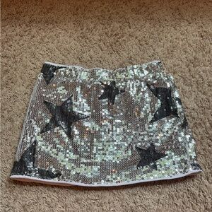 SHEIN Silver and Black Sequin Mini Skirt Cocktail